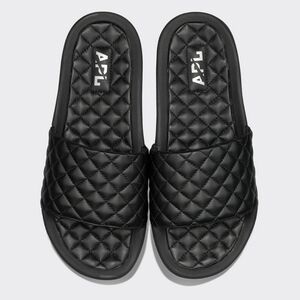 APL Quilted Leather Slide Sandals Black Size 8